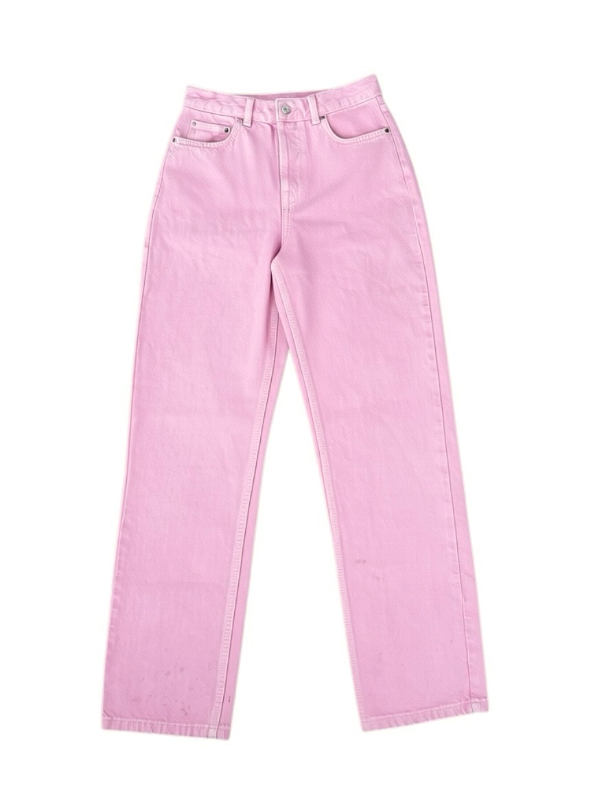 Zara Size 4 High Rise Straight Leg Vibrant Pink Wash Button Fly Jeans